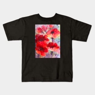 Abstract reds poppies Kids T-Shirt